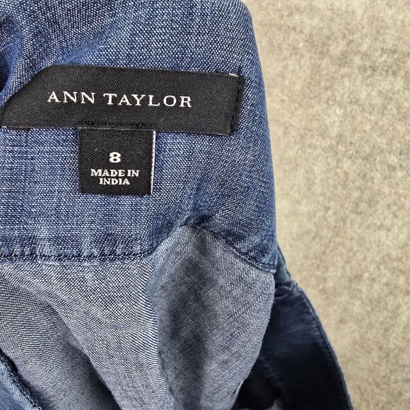 Ann Taylor Womens Blue Chambray Skirt Mid-Rise Size 8 Casual Lightweight Cotton - Picture 5 of 9